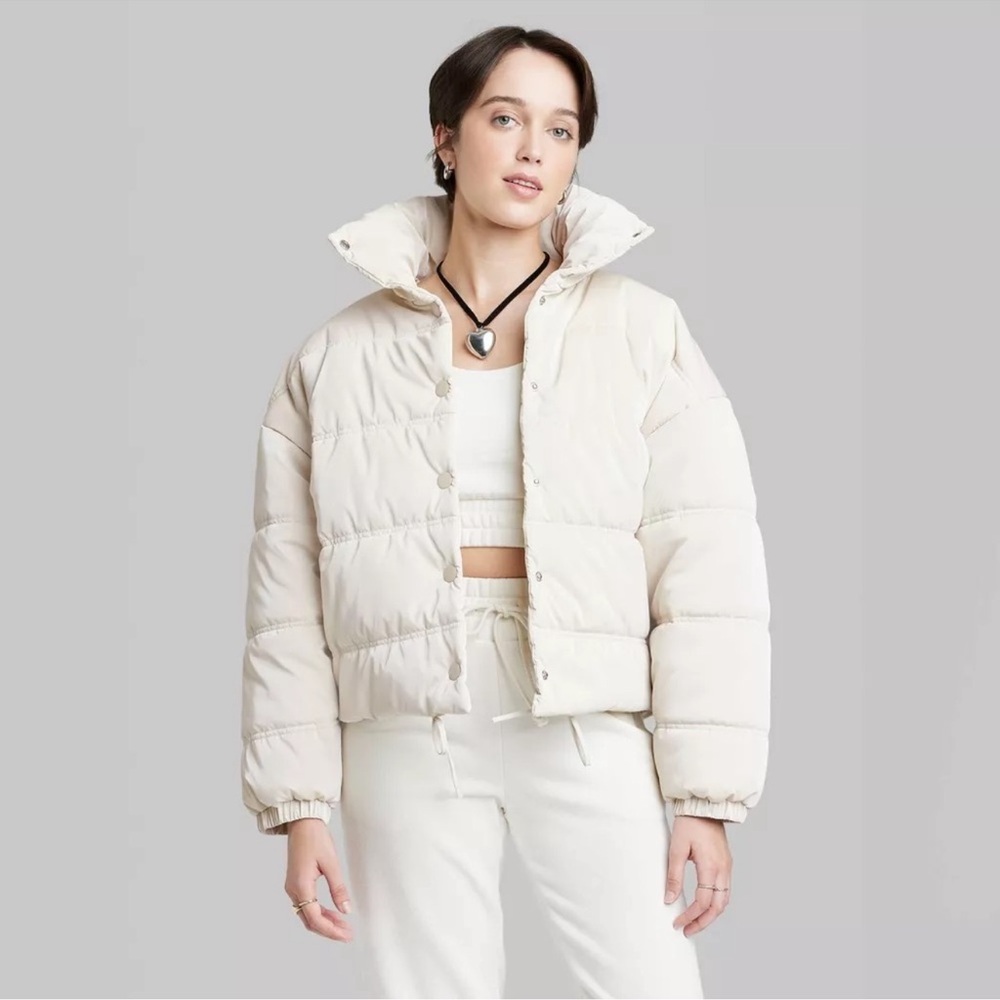 Wild Fable Women's Off-White Puffer Jacket